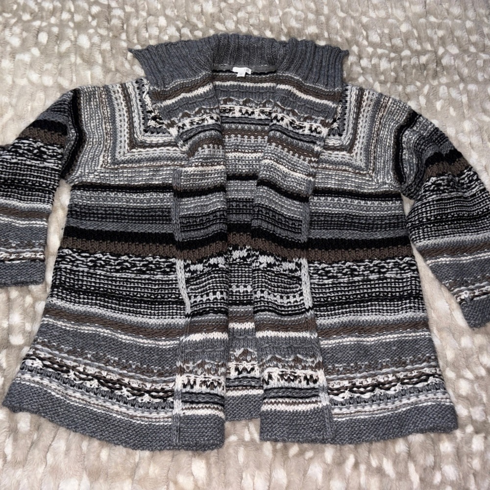 J Jill Womens Open Cardigan Oversized Wool Alpaca Blend Long Sleeve Shawl Collar